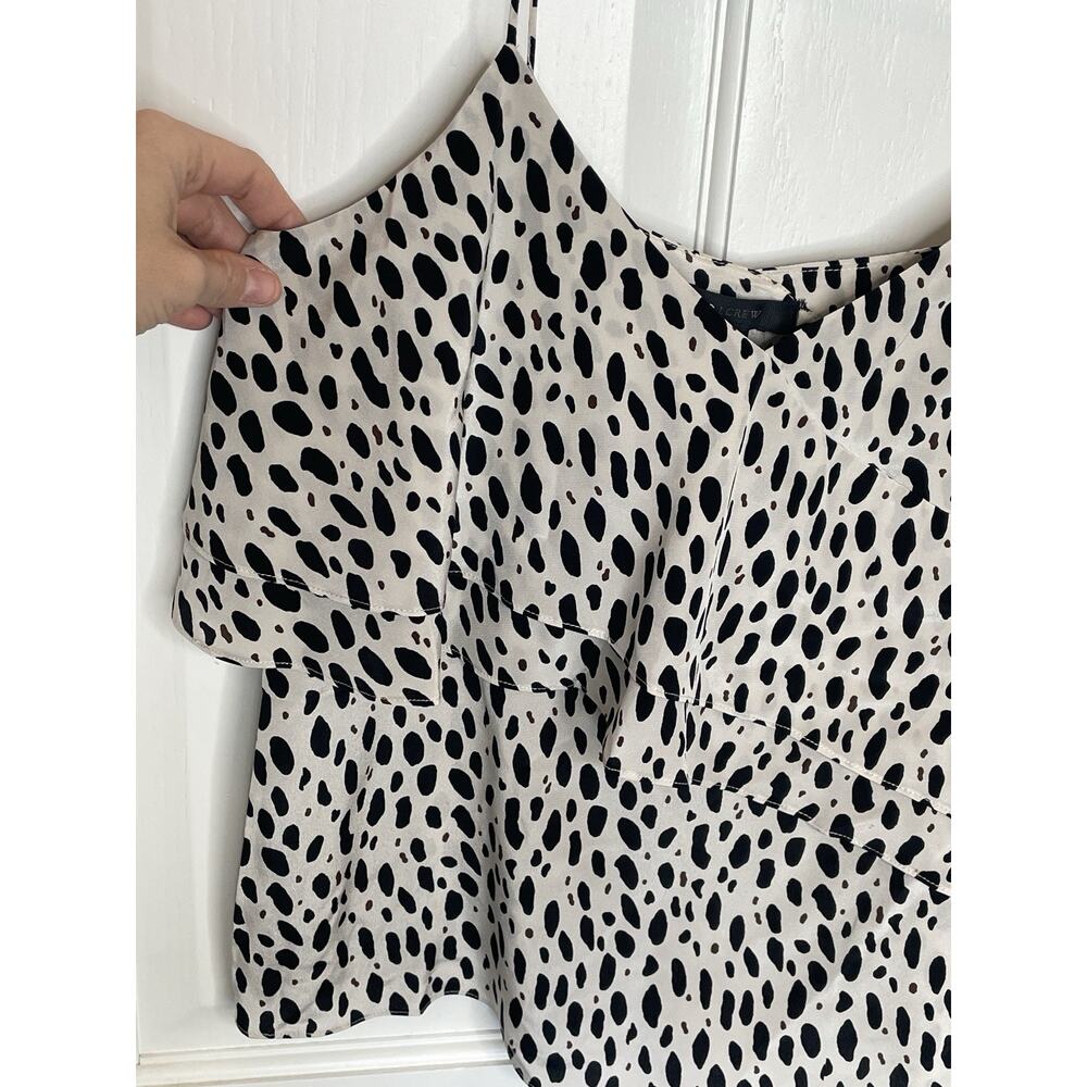 NWT J. Crew Women's 100% Silk Tiered Cami Sz 2 Leopard Strap Boho Feminine City - Picture 8 of 12